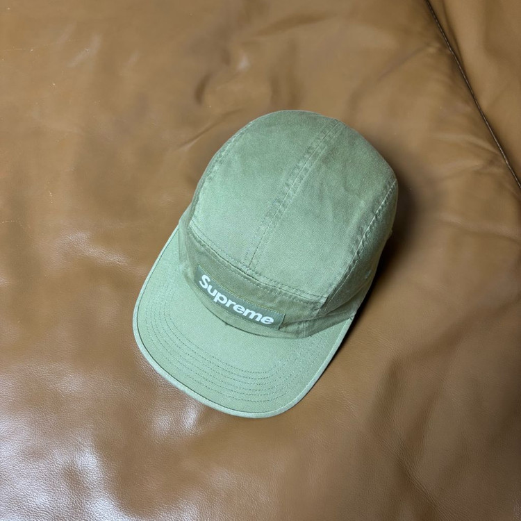 슈프림 캠프캡 모자 박스로고 24ss 워시드 치노 올리브--5