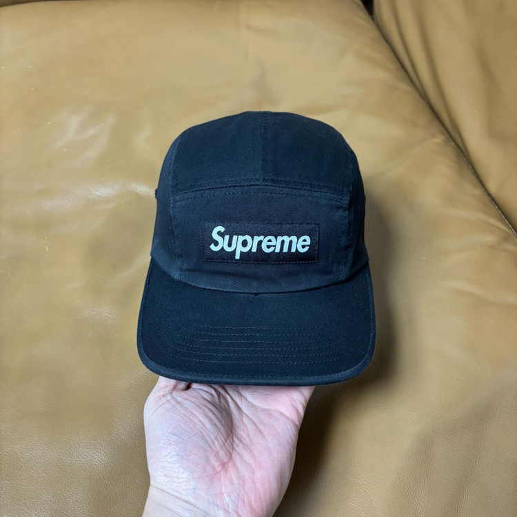 슈프림 캠프캡 모자 박스로고 24ss 워시드 치노 블랙--2