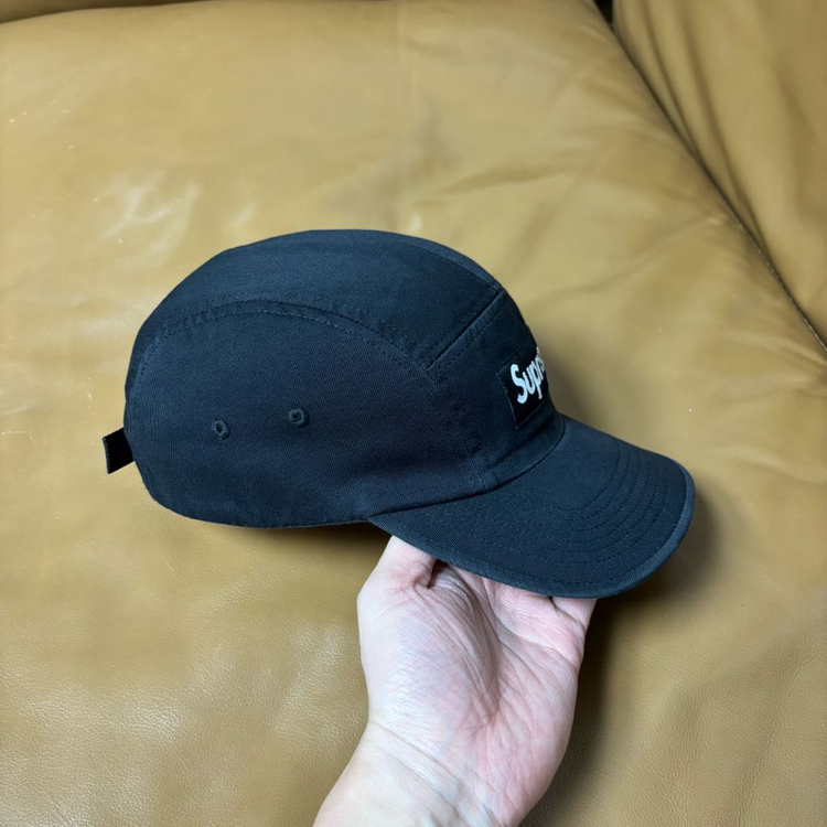 슈프림 캠프캡 모자 박스로고 24ss 워시드 치노 블랙--3