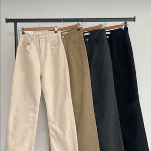 [M] 여성 코튼 와이드 팬츠 차콜 이미지