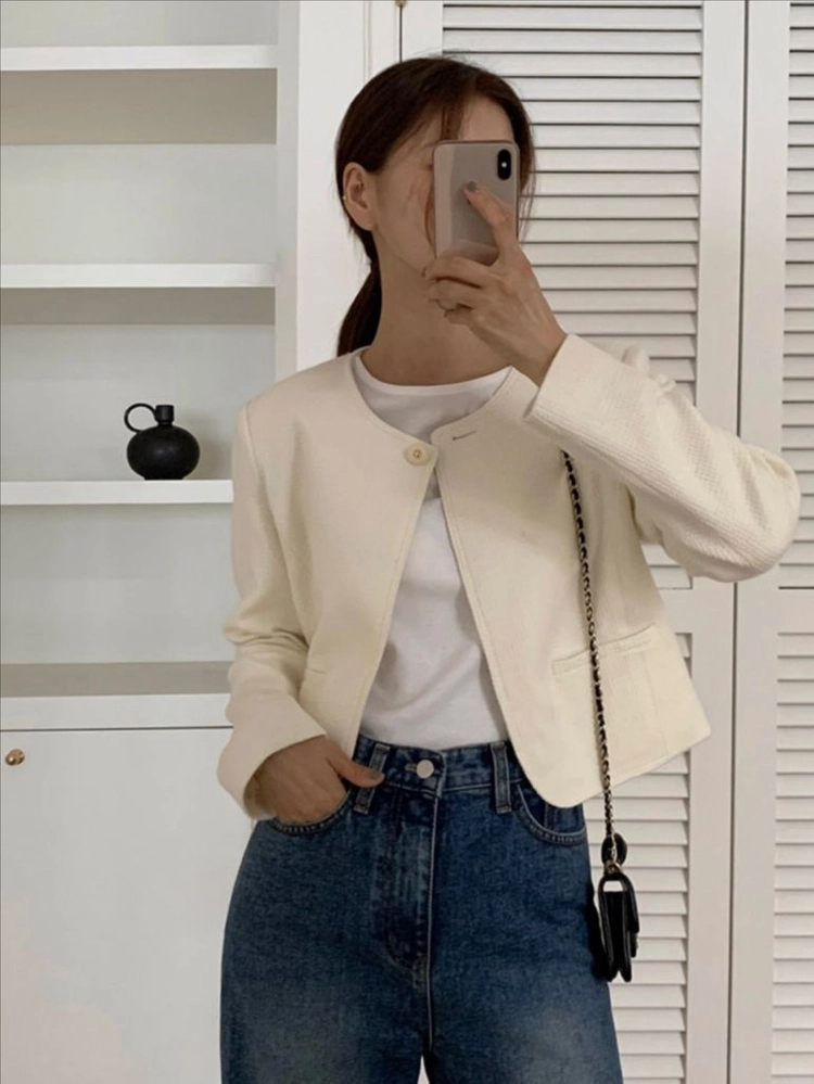 가내스라 로네 울 트위드자켓 아이보리 이미지