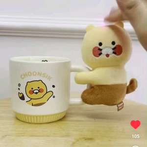 춘식이 머그컵 도자기 세라믹 컵 + 인형 세트 귀여운 빈티지 인테리어 소품 장식 방꾸미기