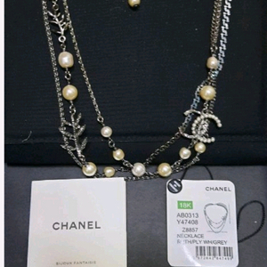 Chanel Pearl Necklace 진품 18금 Grey Metal 목걸이진주 18k Gold 샤넬cc로고