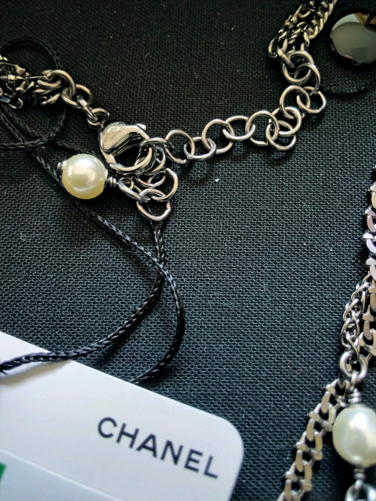Chanel Pearl Necklace 진품 18금 Grey Metal 목걸이진주 18k Gold 샤넬cc로고--3