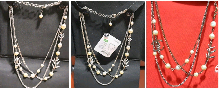 Chanel Pearl Necklace 진품 18금 Grey Metal 목걸이진주 18k Gold 샤넬cc로고--5