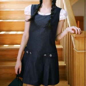 M사이즈) 밀크코코아 데님 플리츠 미니원피스 레이어드원피스