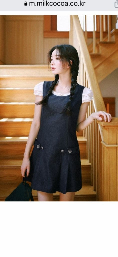 M사이즈) 밀크코코아 데님 플리츠 미니원피스 레이어드원피스--3