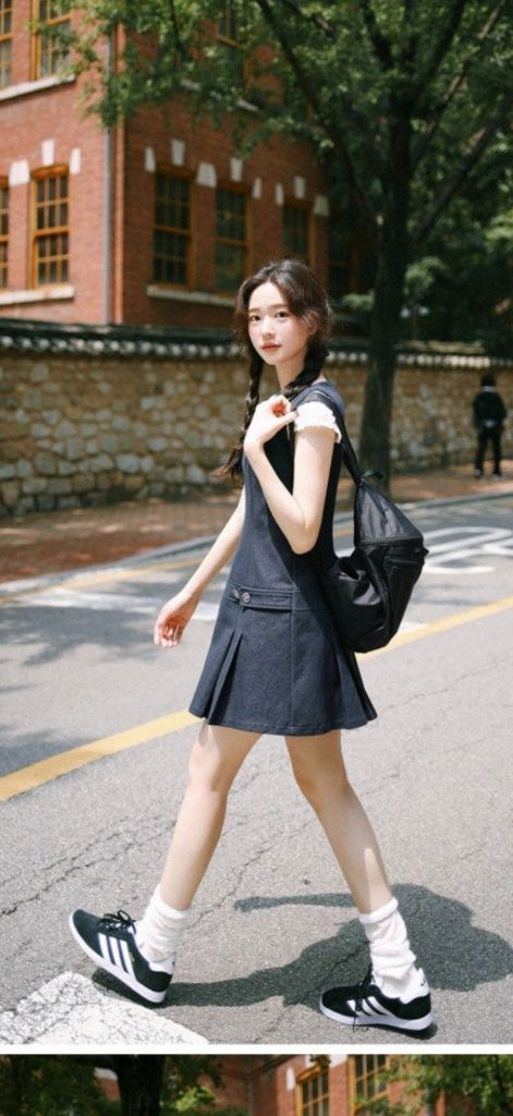 M사이즈) 밀크코코아 데님 플리츠 미니원피스 레이어드원피스--4