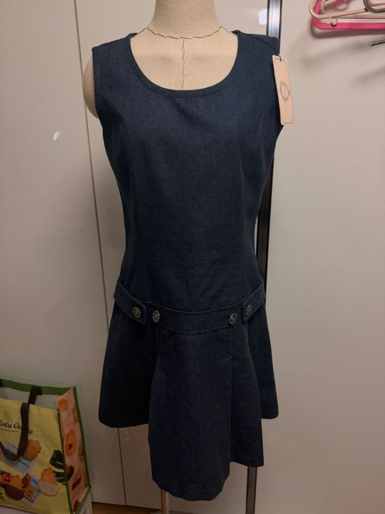 M사이즈) 밀크코코아 데님 플리츠 미니원피스 레이어드원피스--6