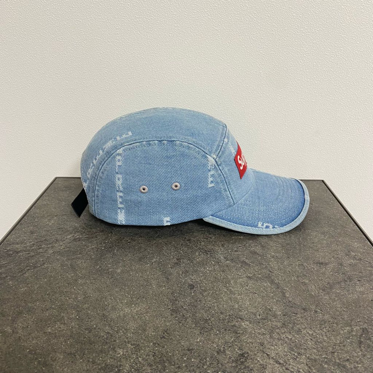 (OS) 슈프림 박스로고 캠프캡 모자 워시드 데님--1