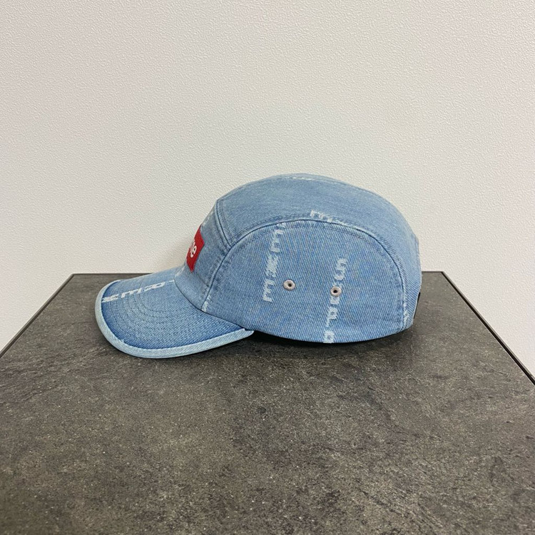 (OS) 슈프림 박스로고 캠프캡 모자 워시드 데님--2