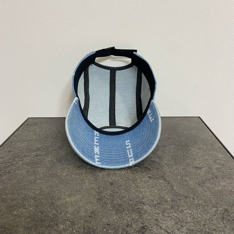 (OS) 슈프림 박스로고 캠프캡 모자 워시드 데님--4