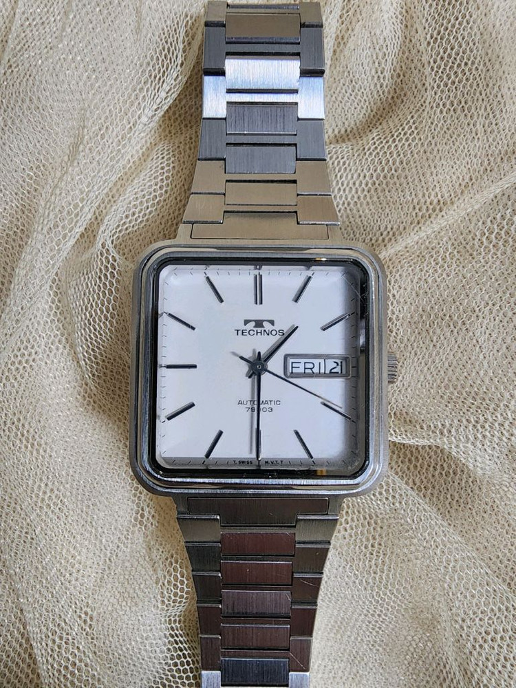 스위스 테크노스 79003 사각 오토매틱 빈티지시계--3