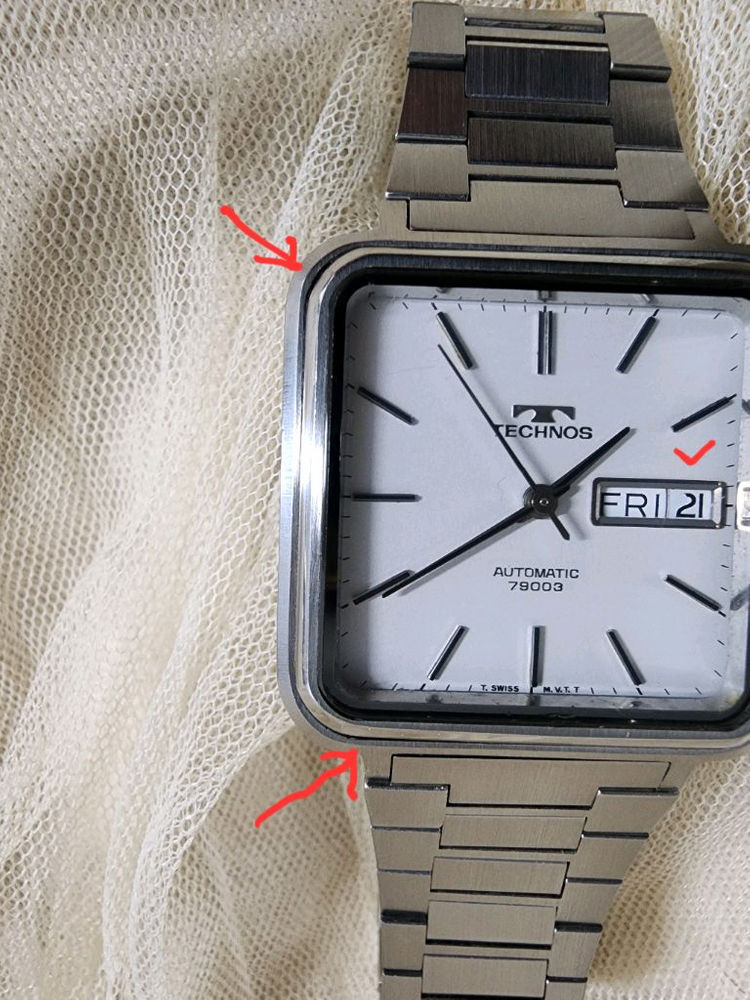 스위스 테크노스 79003 사각 오토매틱 빈티지시계--9