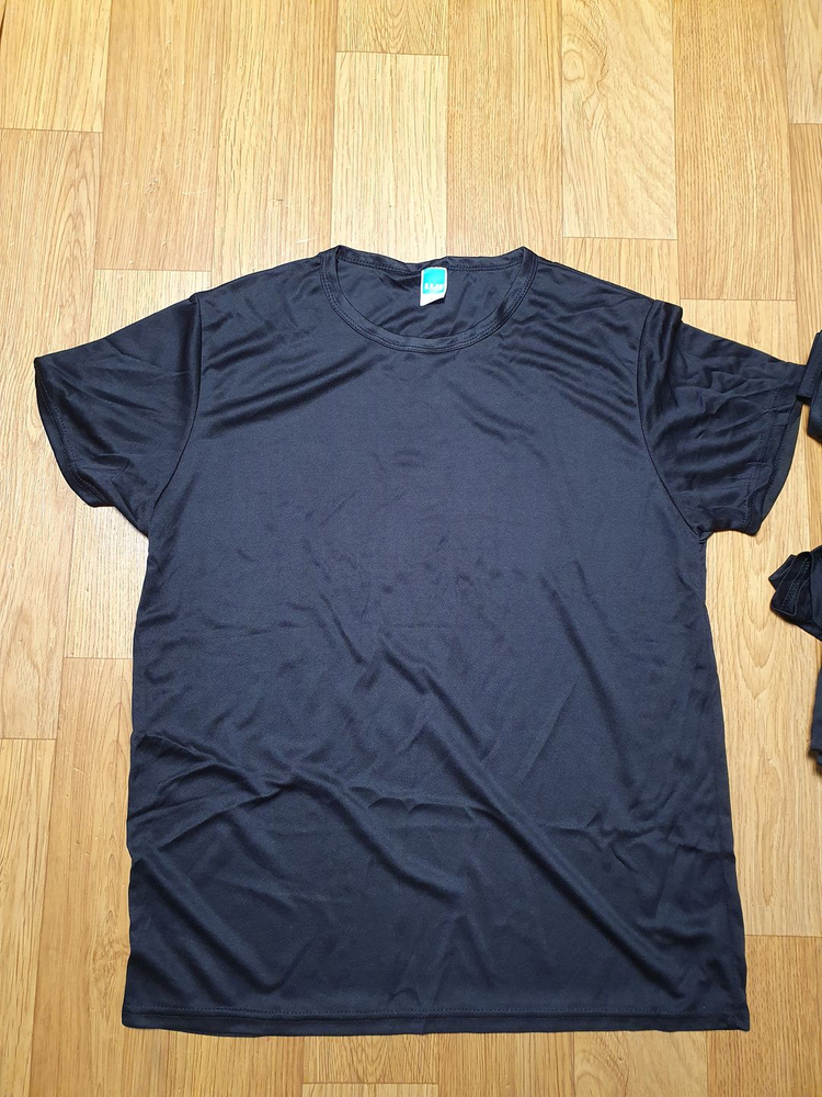 검정 티셔츠 11장 일괄 폴리에스터 반팔 셔츠 블랙 M 사이즈--1