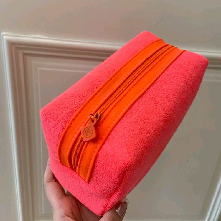 샤넬 뷰티 정품 네온 오렌지 테리 파우치 3종 세트 (새상품)--5