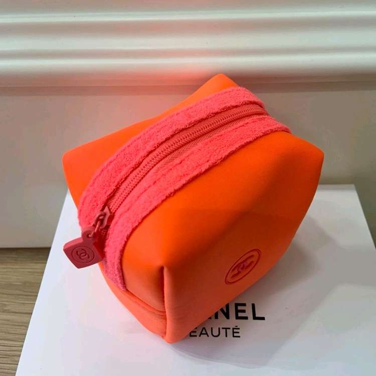 샤넬 뷰티 정품 네온 오렌지 테리 파우치 3종 세트 (새상품)--6