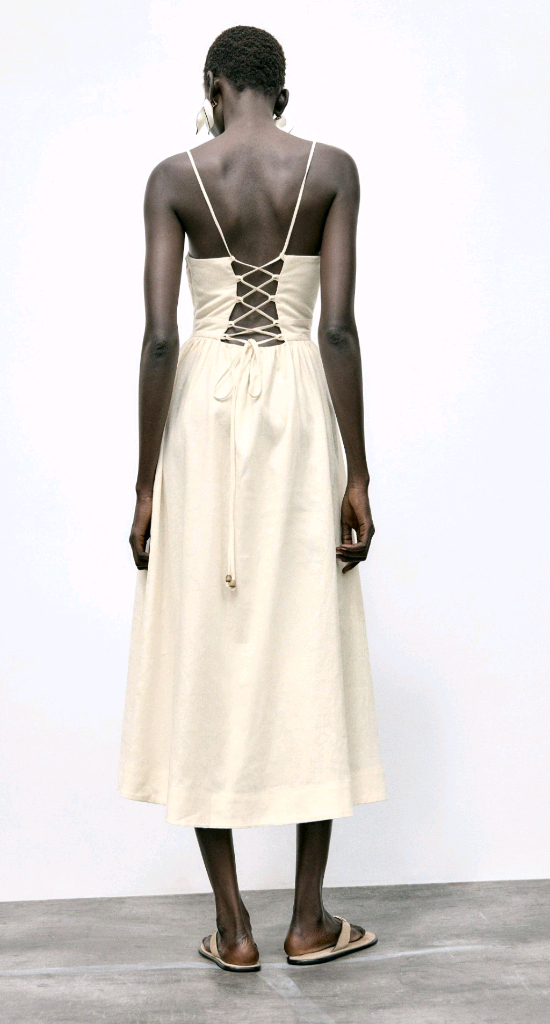 자라 린넨 롱 원피스 휴가 휴양지 여신 원피스--3