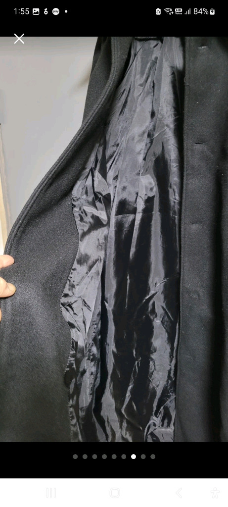 GARMENTS 브랜드의 블랙 발마칸어깨라인이 이쁘고 오버핏 코트입니다 프리 사이즈 66-77 .88도 밎으실듯.--7