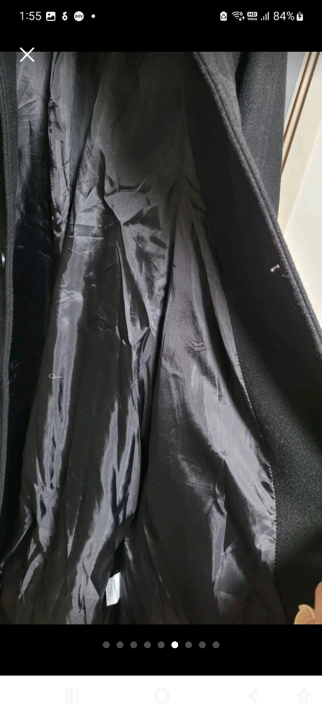 GARMENTS 브랜드의 블랙 발마칸어깨라인이 이쁘고 오버핏 코트입니다 프리 사이즈 66-77 .88도 밎으실듯.--8