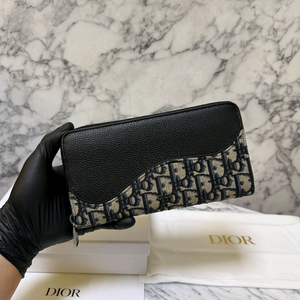 디올 오블리크 자카드 새들 지퍼돌이 장지갑베이지 이미지