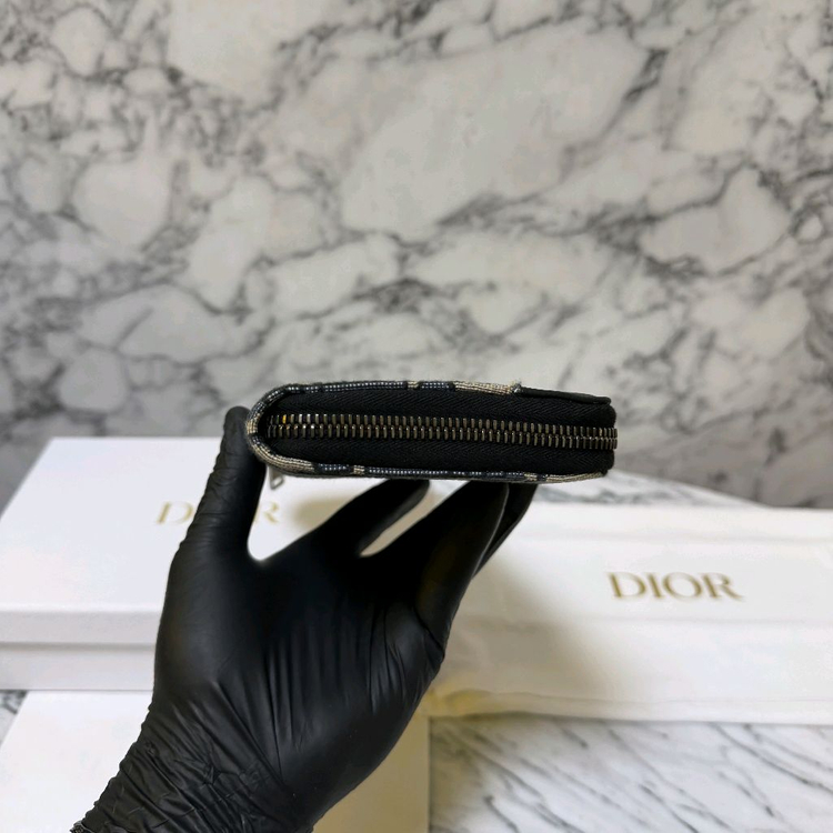 디올 오블리크 자카드 새들 지퍼돌이 장지갑베이지 이미지