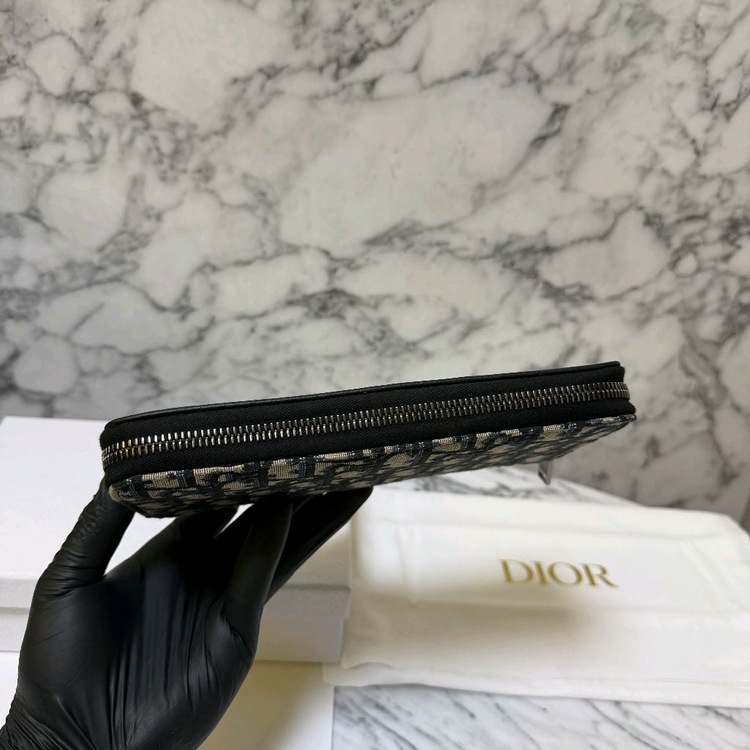 디올 오블리크 자카드 새들 지퍼돌이 장지갑베이지 이미지