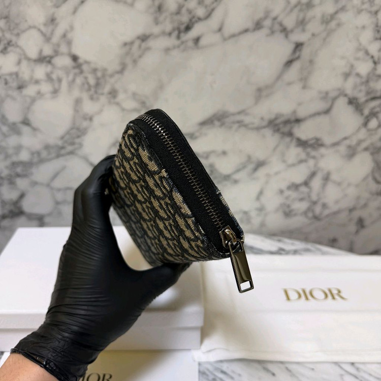 디올 오블리크 자카드 새들 지퍼돌이 장지갑베이지 이미지