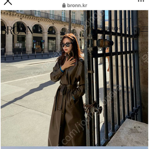 브론 브라운 레더트렌치코트