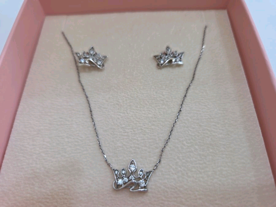 제이에스티나 실버티아라 귀걸이목걸이세트(연장체인포함) 택포7.5--1