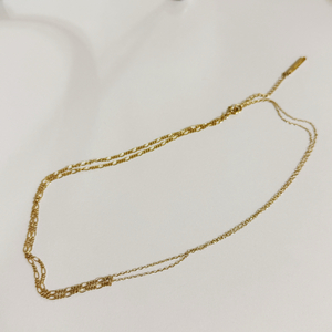 오델리프레 트위드 목걸이 금도금 925실버