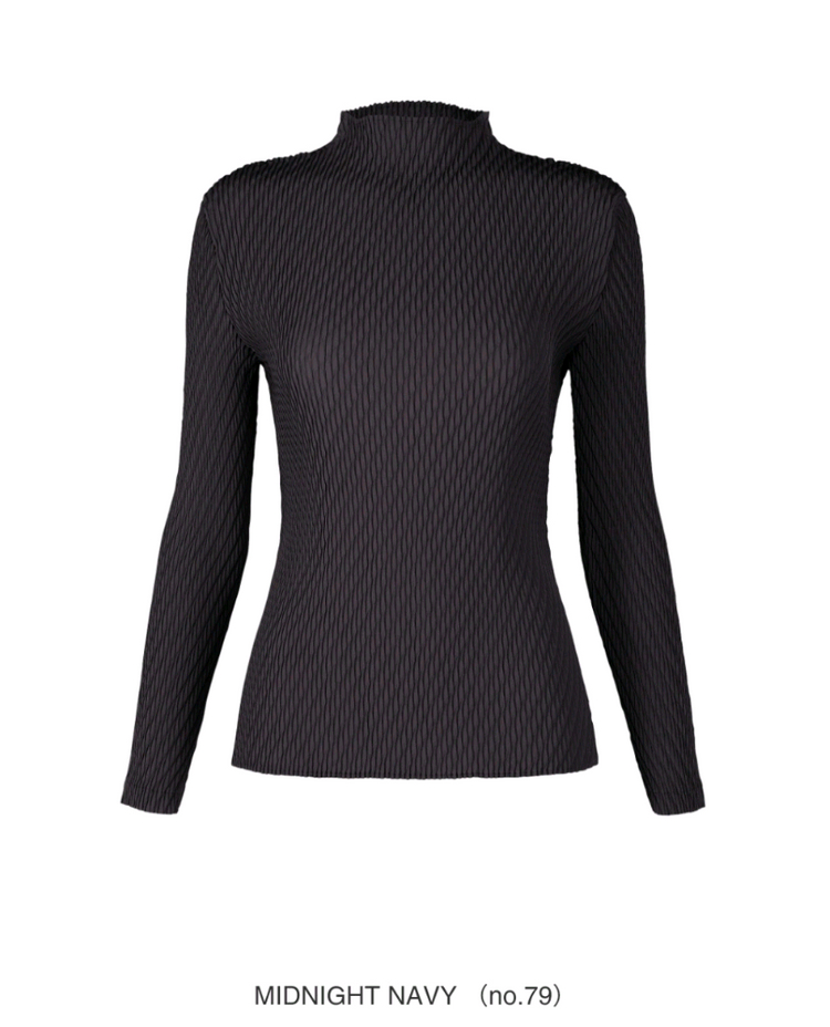 이세이미야케 탑 오비큘러 플리츠 탑 긴소매 탑 미드나잇 네이비 2사이즈 이미지