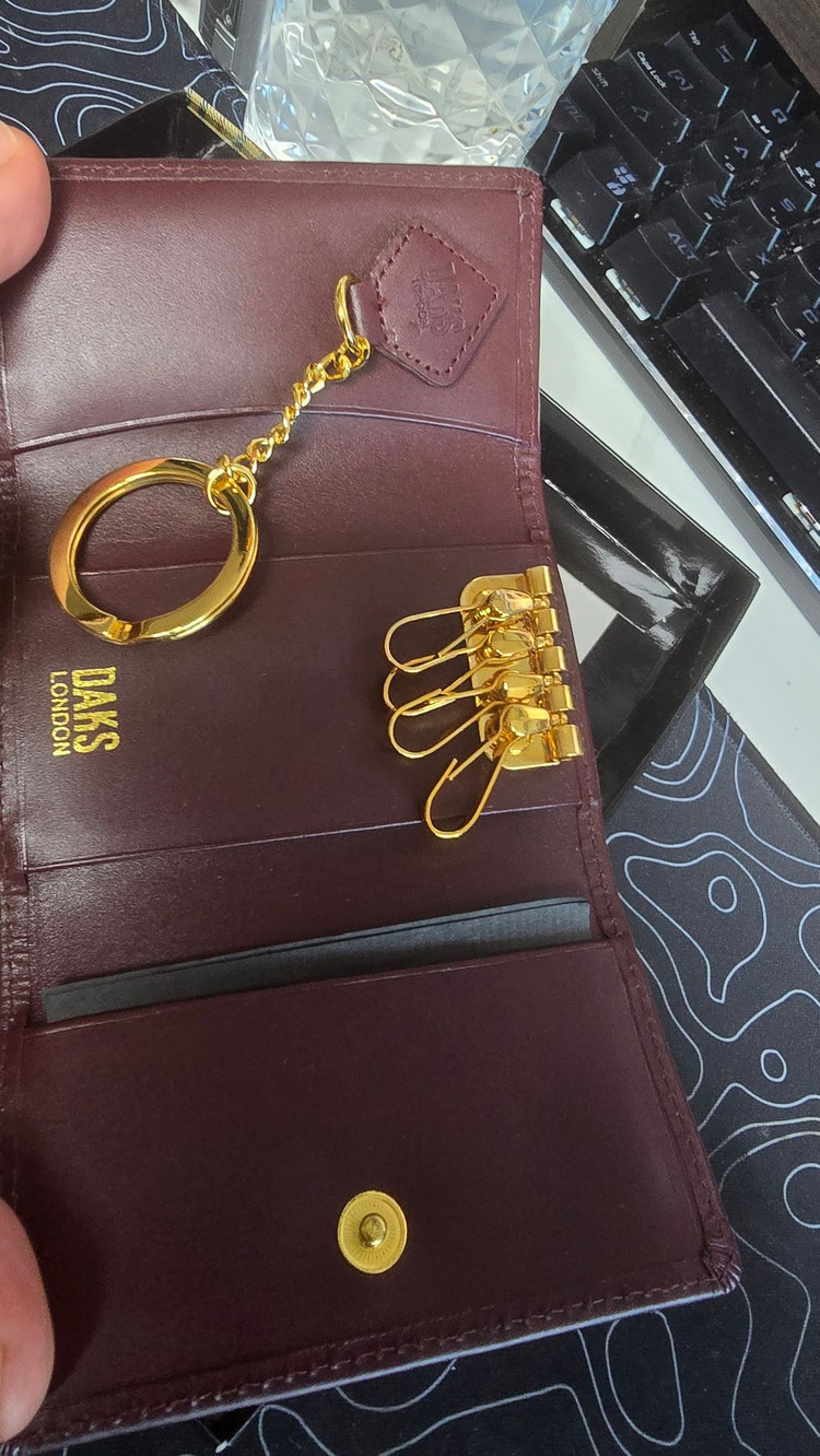 닥스 체크 패턴 카드지갑 키링--2