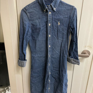 폴로 데님색 롱셔츠(원피스)