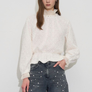 [오브제] 부클 텍스처 블록 펄 블라우스