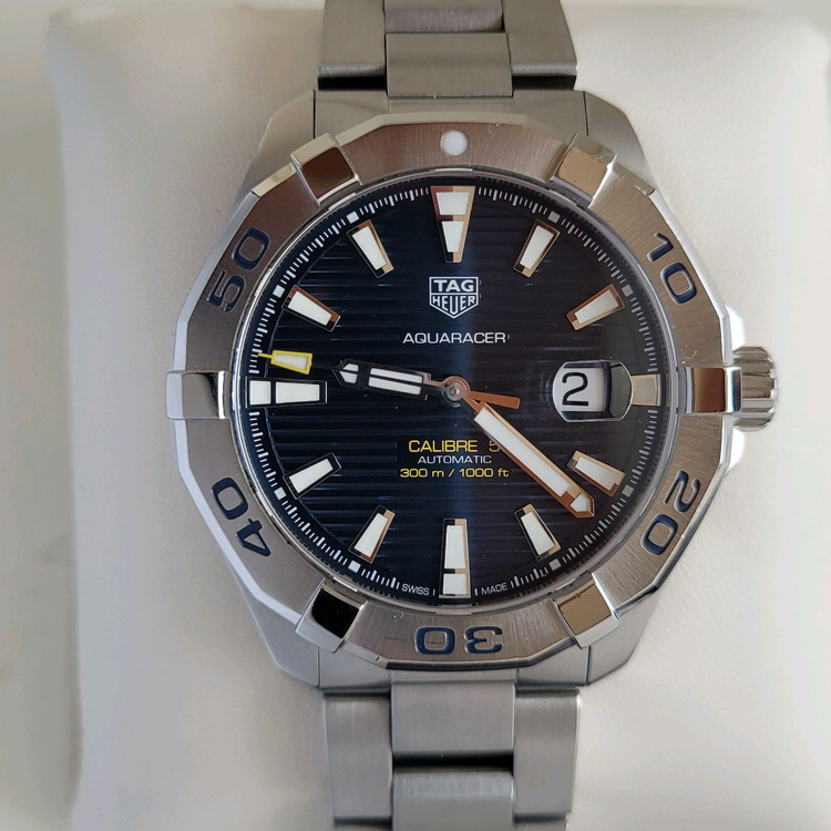 태그호이어 아쿠아레이서 스틸 블루 오토매틱 43mm--0