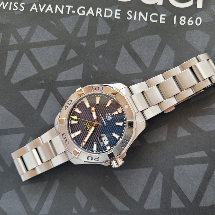 태그호이어 아쿠아레이서 스틸 블루 오토매틱 43mm--8