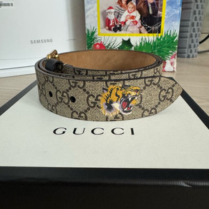 GG 캔버스 타이거 자수 벨트