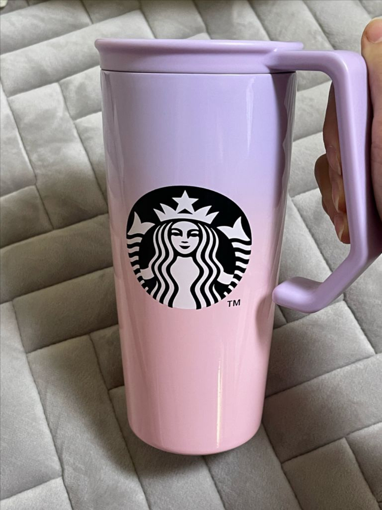 스타벅스 22 밸런타인 SS 처비 핸들 텀블러 md 핑크 퍼플 보라 그라 473ml--1