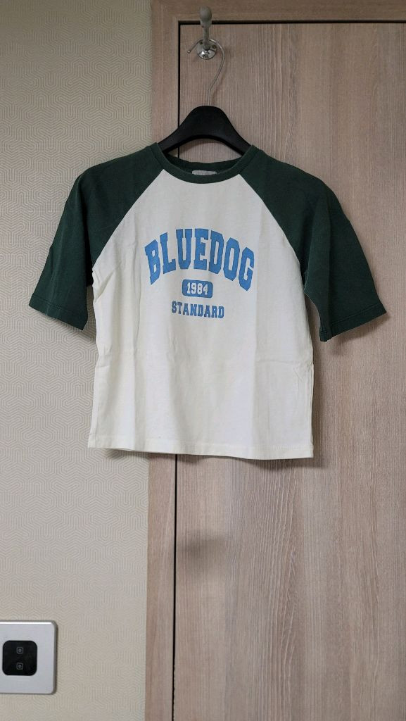 블루독 흰/초록 7부 티셔츠 120--0