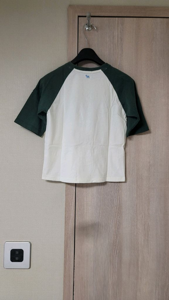 블루독 흰/초록 7부 티셔츠 120--1