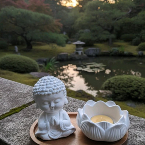 미니 불상 석고 방향제 세트연꽃 캔들홀더 원목받침 자개케이스 증