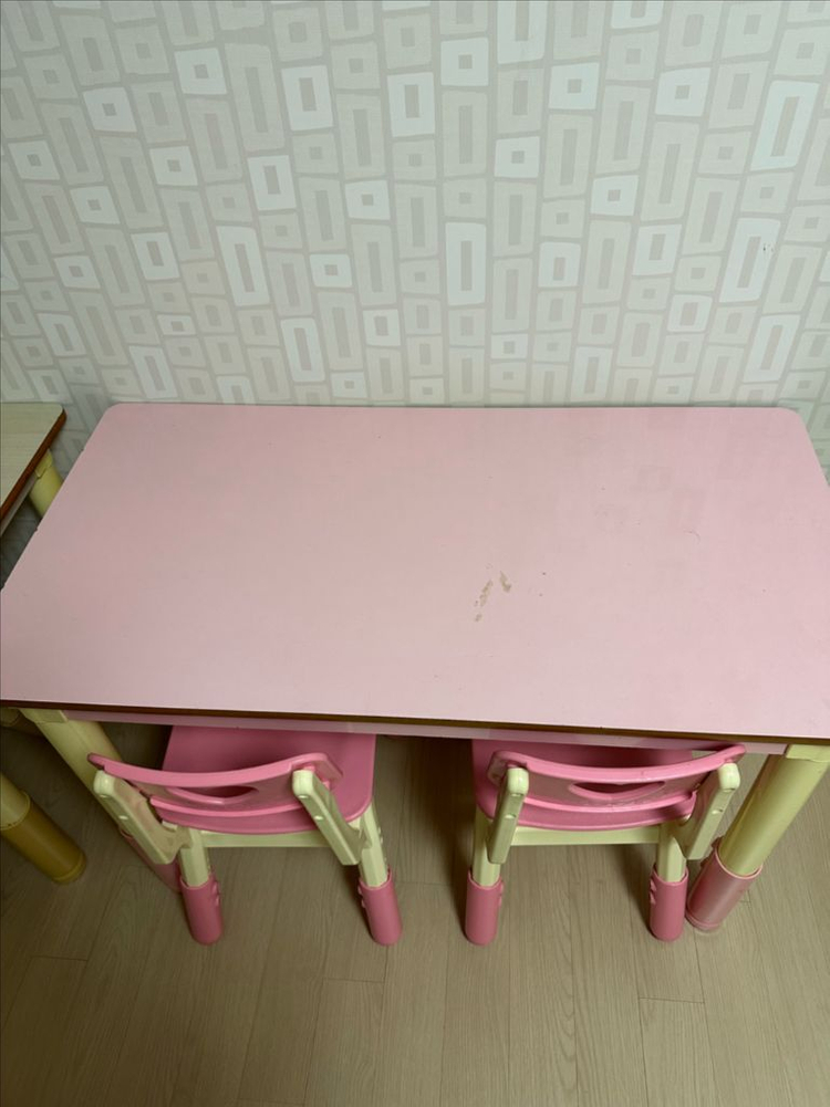 하이솔로몬 스위티 2인 유아 원목 책상 의자 세트--4