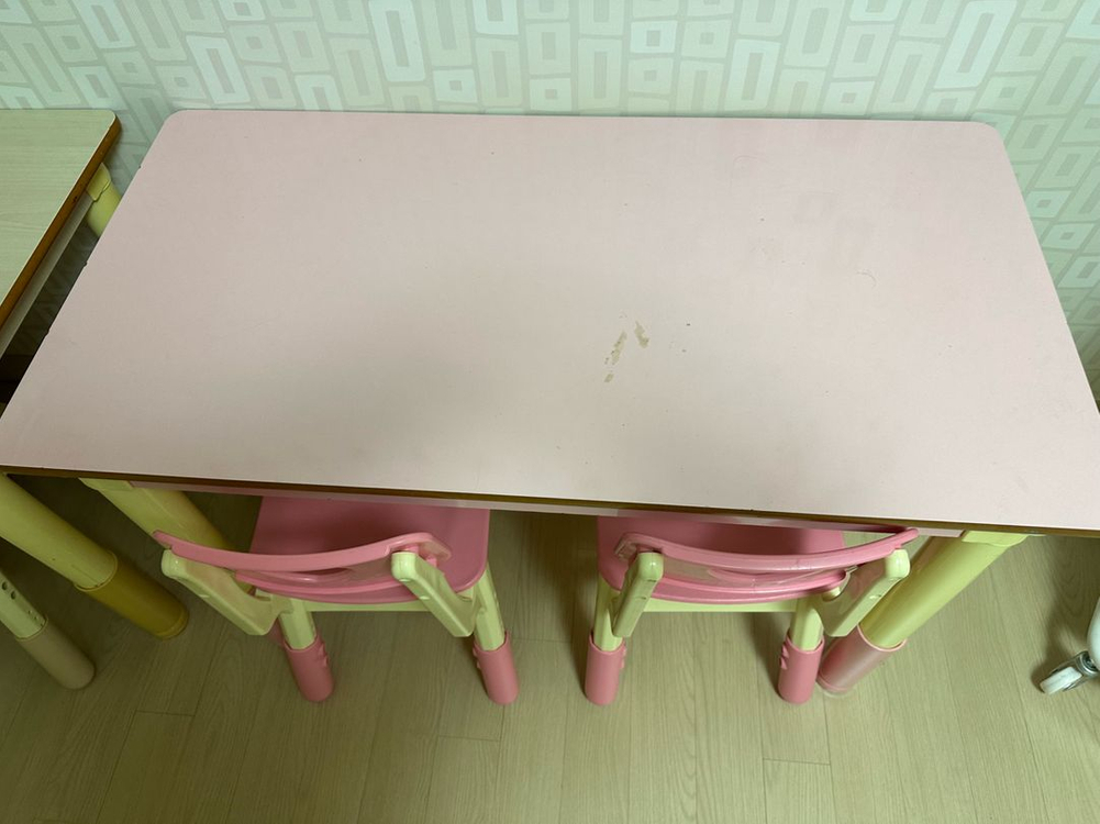 하이솔로몬 스위티 2인 유아 원목 책상 의자 세트--5