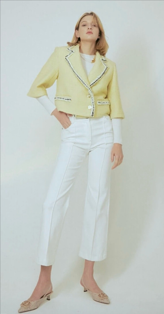 [새상품]한섬90% 오브제 트위드 구스자켓--1