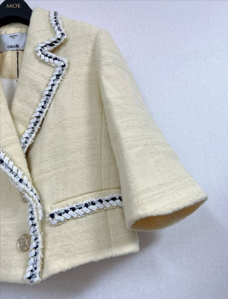 [새상품]한섬90% 오브제 트위드 구스자켓--4