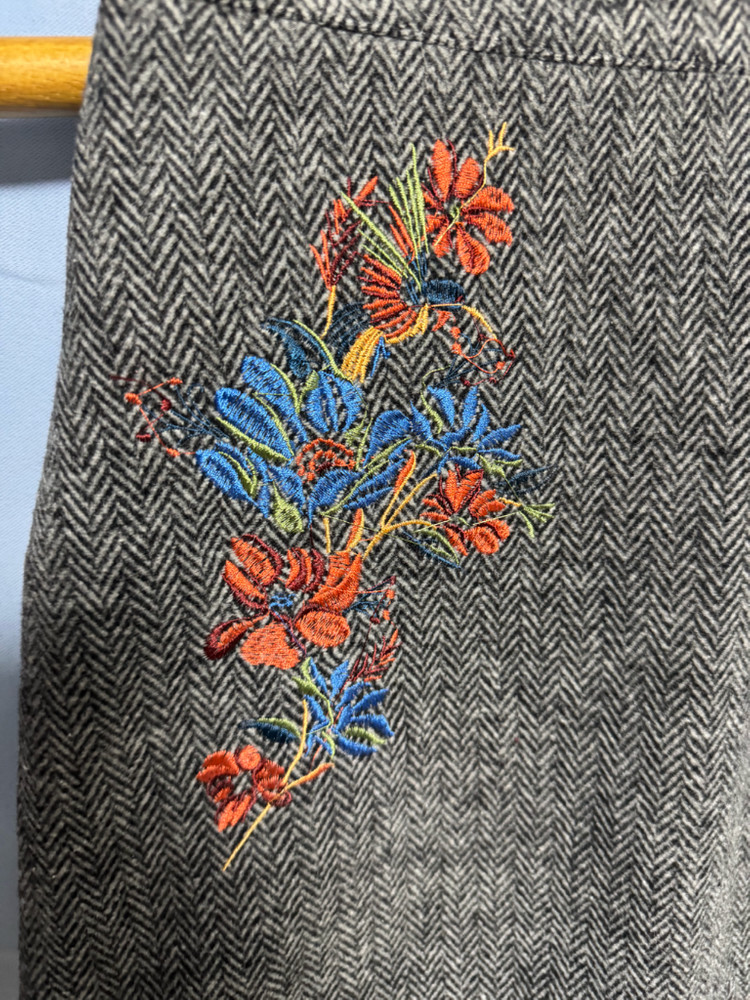 헤링본 자수 미니 스커트 M--2