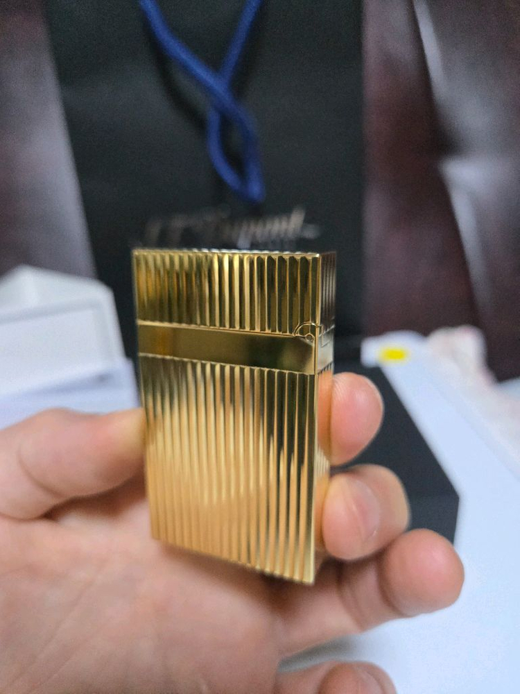 [새상품급,풀세트] 듀퐁라이터 라인2 신형 ca16827 스트라이프 금장 쌍불 듀퐁 라이타--1