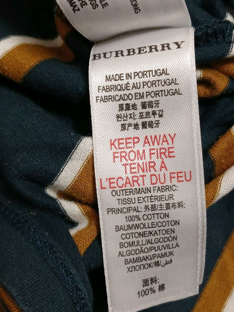 버버리 키즈 스트라이프 긴팔 티셔츠 사이즈 6y 116cm 이미지