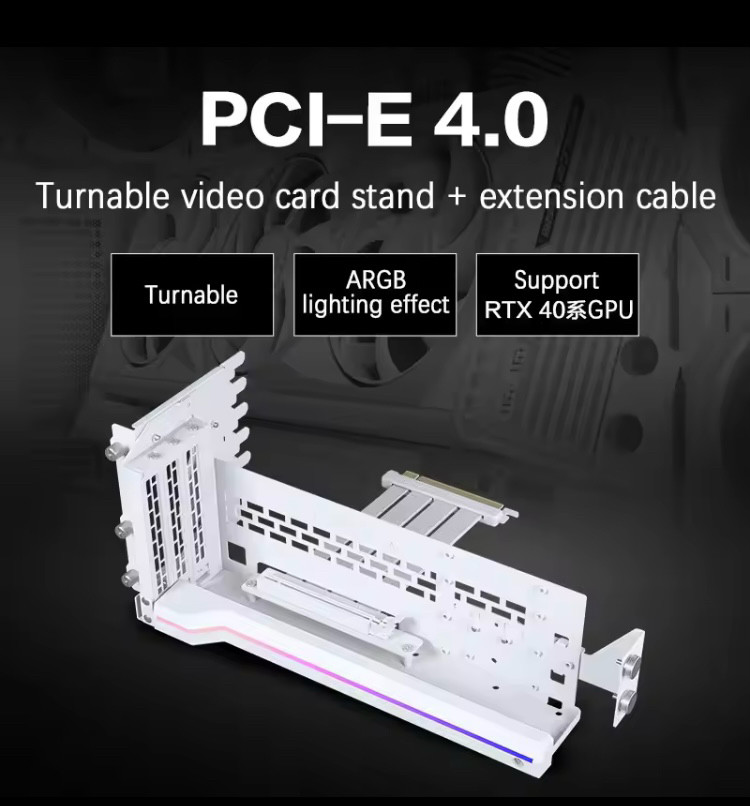 PHANTEKS GPUKT 4.0 ARGB 회전식 비디오 카드 라이저 키트-블랙--5